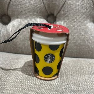 Starbucks Holiday 2015 Citron Polkadot Ceramic Cup Ornament